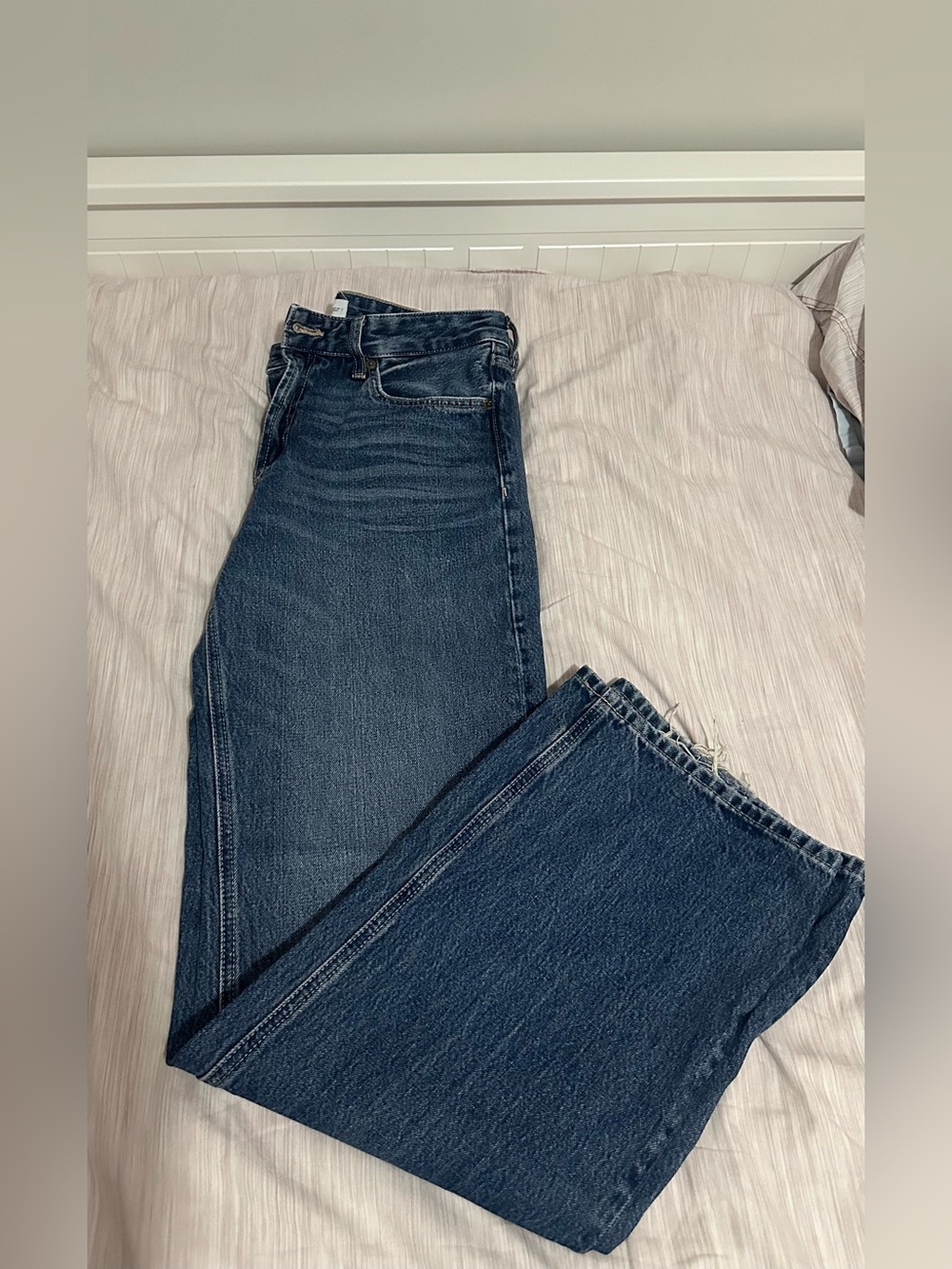Zara Dark Blue Wide-Leg Denim Jeans